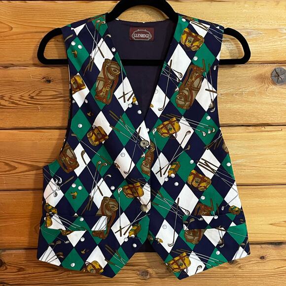 Glenridge Golf Print Vest Size Small - Picture 1 of 6